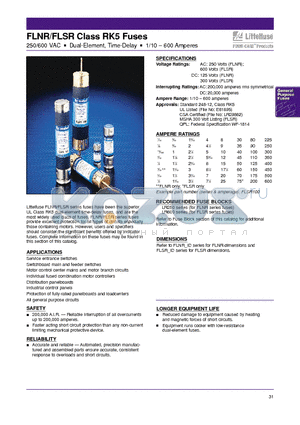 FLSR datasheet - FLNR/FLSR Class RK5 Fuses