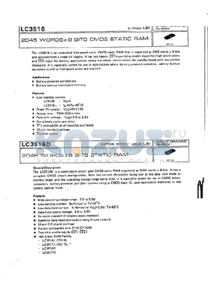 LC3516D datasheet - 2048 WORDS x8 BITS CMOS STATIC RAM