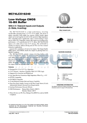 MC74LCX16240_12 datasheet - Low-Voltage CMOS 16-Bit Buffer