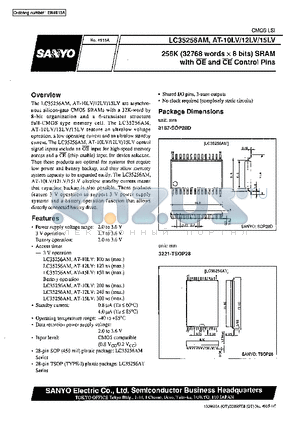 LC35256AM datasheet - 256 K (32768 words X 8 bits) SRAM with OE and CE control Pins