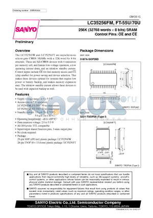LC35256FM datasheet - 256K (32768 words 8 bits) SRAM Control Pins: OE and CE