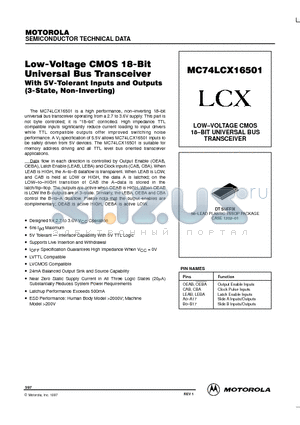 MC74LCX16501 datasheet - LOW-VOLTAGE CMOS 18-BIT UNIVERSAL BUS TRANSCEIVER