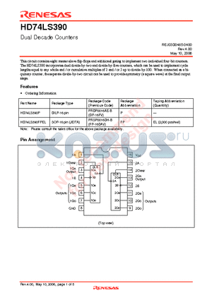 HD74LS390 datasheet - Dual Decade Counters