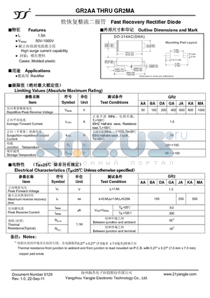 GR2GA datasheet - Fast Recovery Rectifier Diode