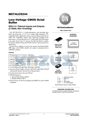 MC74LCX244DWG datasheet - Low-Voltage CMOS Octal Buffer