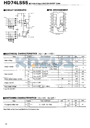 HD74LS55 datasheet - 2-wide 4-input AND-OR-INVERT Gates