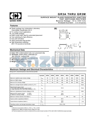 GR3B datasheet - SURFACE MOUNT GLASS PASSIVATED JUNCTION FAST SWITCHING RECTIFIER