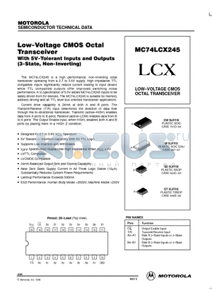 MC74LCX245SD datasheet - LOW-VOLTAGE CMOS OCTAL TRANSCEIVER