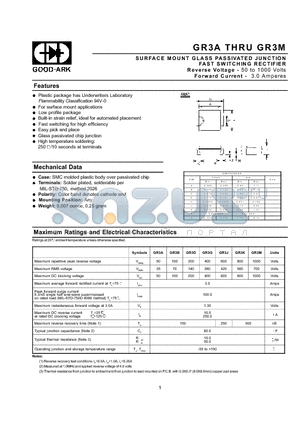 GR3K datasheet - SURFACE MOUNT GLASS PASSIVATED JUNCTION FAST SWITCHING RECTIFIER