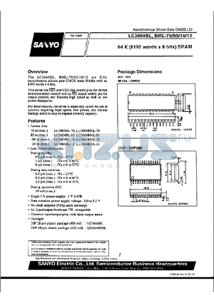 LC3664BML-70 datasheet - 64K SRAM