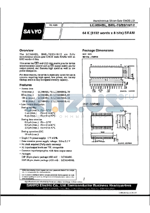 LC3664BL-10 datasheet - 64K SRAM