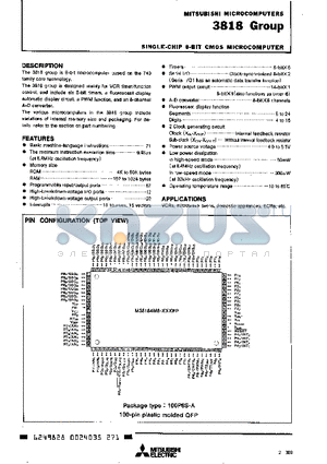 M38184EAFP datasheet - SINGLE-CHIP 8-BIT CMOS MICROCOMPUTER