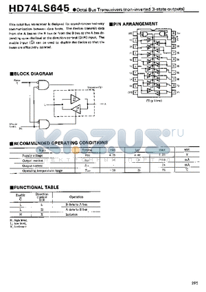 HD74LS645 datasheet - Octal Bus Transceivers(non-inverted 3-state outputs)
