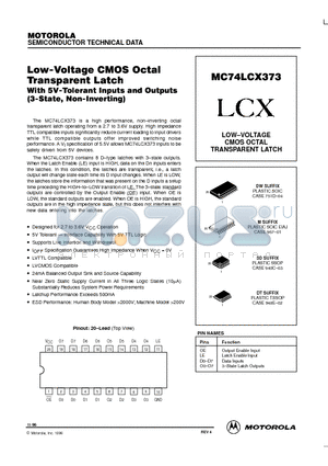 MC74LCX373DW datasheet - LOW-VOLTAGE CMOS OCTAL TRANSPARENT LATCH