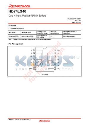HD74LS40 datasheet - Dual 4-input Positive NAND Buffers