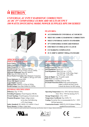 HPU100-21 datasheet - UNIVERSAL AC INPUT HARMONIC CORRECTION AC-DC 19