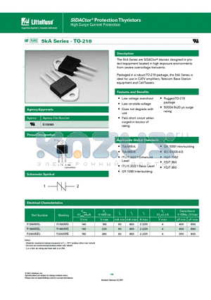 P1900MEL datasheet - Packaged in a robust TO-218 package, the 5kA Series is ideal for use in CATV amplifiers