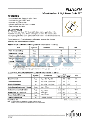 FLU10XM datasheet - L-Band Medium & High Power GaAs FET