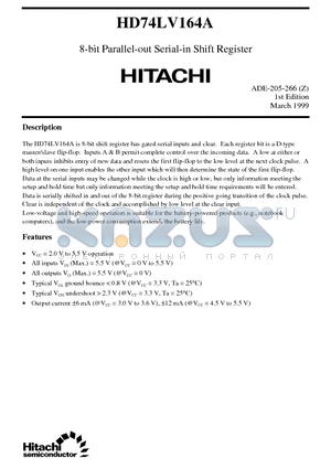 HD74LV164A8 datasheet - 8-bit Parallel-out Serial-in Shift Register