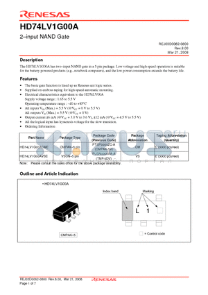 HD74LV1G00A datasheet - 2-input NAND Gate