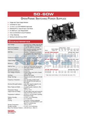 FLUX-50 datasheet - OPEN-FRAME SWITCHING POWER SUPPLIES