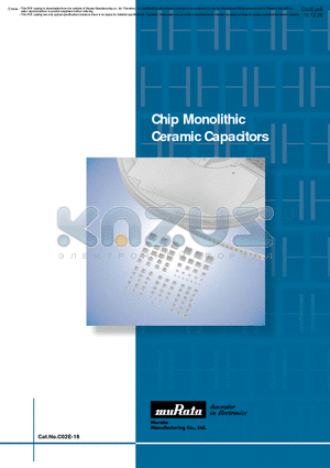 GRM188B11H120A01D datasheet - Chip Monolithic Ceramic Capacitors