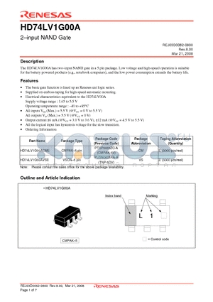 HD74LV1G00A_08 datasheet - 2-input NAND Gate