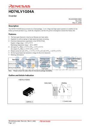 HD74LV1G04ACME datasheet - Inverter