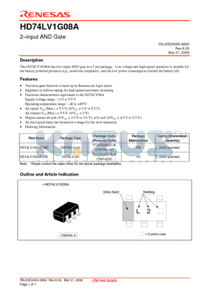 HD74LV1G08AVSE datasheet - 2-input AND Gate