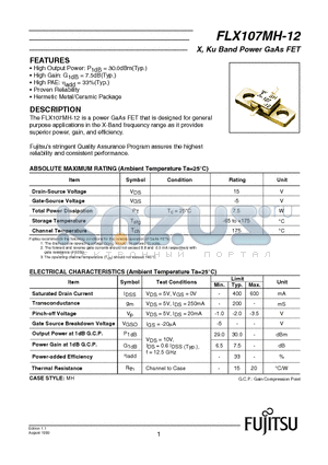 FLX107MH-12 datasheet - X, Ku Band Power GaAs FET