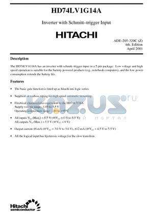 HD74LV1G14A datasheet - Inverter with Schmitt-trigger Input