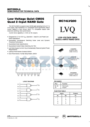 MC74LVQ00D datasheet - LOW-VOLTAGE CMOS QUAD 2-INPUT NAND GATE