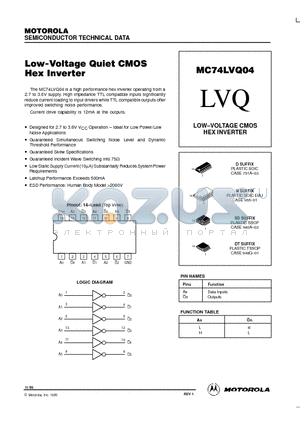 MC74LVQ04SD datasheet - LOW-VOLTAGE CMOS HEX INVERTER