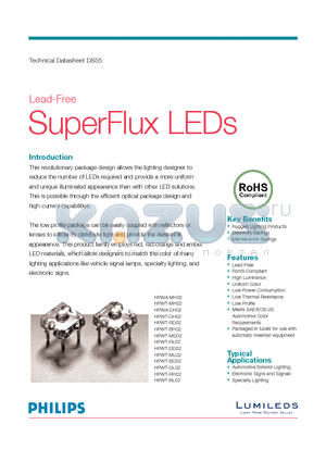 HPWA-DH02-B4000 datasheet - Lead-Free SuperFlux LEDs