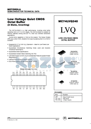 MC74LVQ240 datasheet - LOW-VOLTAGE CMOS OCTAL BUFFER