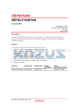 HD74LV1GW16ACME datasheet - DUAL BUFFER