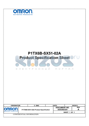 P1TX6B-SX51-02 datasheet - 5 transmit lanes and 1 return lane over a single multimode FIBER