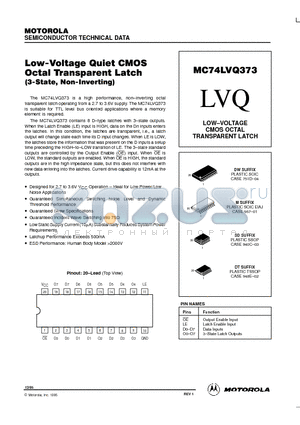 MC74LVQ373 datasheet - LOW-VOLTAGE CMOS OCTAL TRANSPARENT LATCH