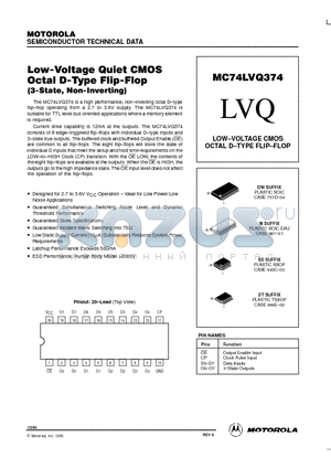 MC74LVQ374 datasheet - LOW-VOLTAGE CMOS OCTAL D-TYPE FLIP-FLOP