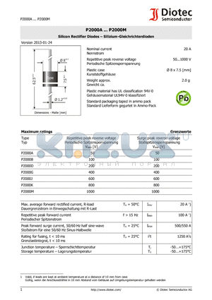 P2000B datasheet - Silicon Rectifier Diodes