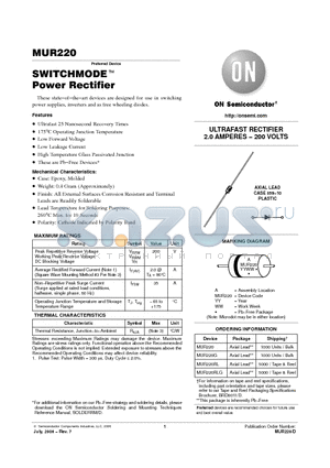 MUR220G datasheet - SWITCHMODE TM Power Rectifier