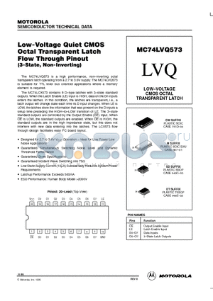 MC74LVQ573DW datasheet - LOW-VOLTAGE CMOS OCTAL TRANSPARENT LATCH