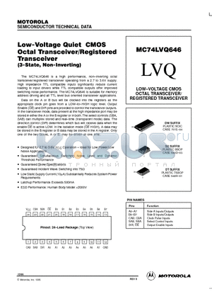 MC74LVQ646 datasheet - LOW-VOLTAGE CMOS OCTAL TRANSCEIVER/ REGISTERED TRANSCEIVER