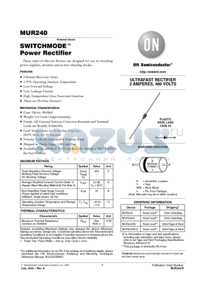 MUR240_06 datasheet - SWITCHMODE TM Power Rectifier