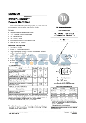 MUR260_06 datasheet - SWITCHMODE TM Power Rectifier