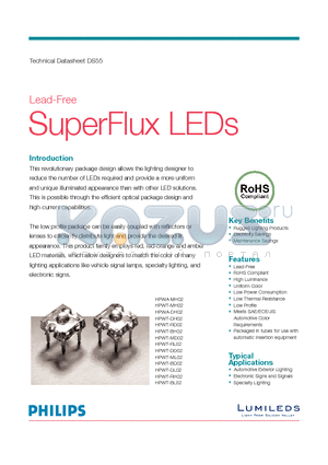 HPWT-DL02-00000 datasheet - Lead-Free SuperFlux LEDs