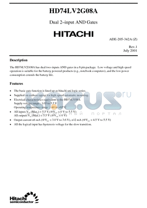 HD74LV2G08A datasheet - Dual 2-input AND Gates