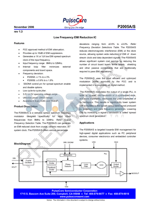 P2005SF-08SR datasheet - Low Frequency EMI Reduction IC