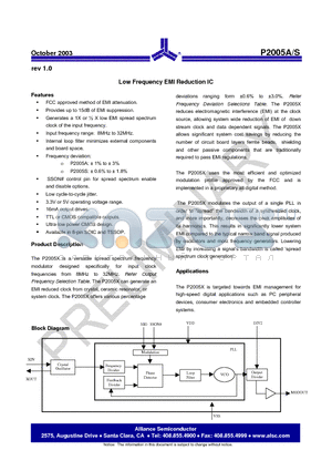 P2005X-08SR datasheet - Low Frequency EMI Reduction IC