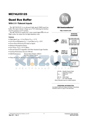 MC74LVX125DR2G datasheet - Quad Bus Buffer